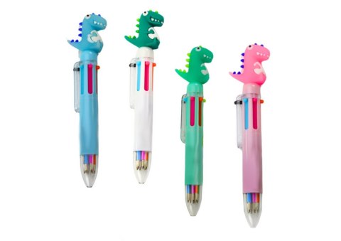 Wielokolorowy Długopis Dinozaur Automatyczny 6 Kolorów Mix LEAN TOYS
