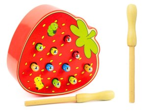Drewniana Gra Zręcznościowa Złap Robaczka Truskawka Czerwona LEAN Toys