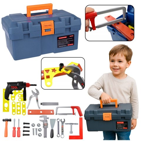 Zestaw Majsterkowicza Skrzynka Narzędzia Wiertarka Akcesoria LEAN Toys