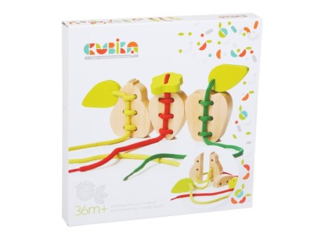 Drewniana Zabawka na sznurku Przeplatanka Owoce Gruszka Jabłko Truskawka 14811 LEAN Toys