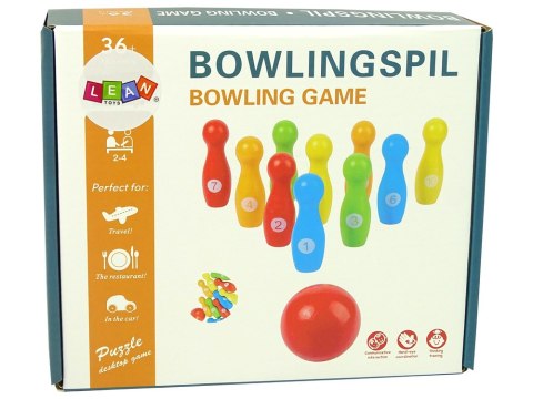 Drewniane Kręgle Gra Zręcznościowa Bowling Kręgielnia 11 El. LEAN Toys