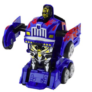 Ciężarówka Auto Robot 2w1 Napęd Czerwone Wzory Niebieska LEAN Toys