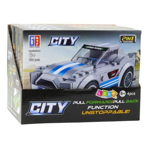 Klocki Konstrukcyjne 2w1 Auto Robot Napęd Pull-Back 194-216 el. Mix LEAN Toys