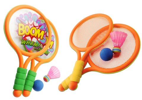 Rakietki Do Badmintona Dziecięce Dinozaury Pomarańczowa Zielona LEAN Toys