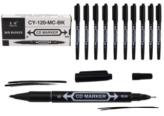 Zestaw Markerów Dwustronnych Wodoodpornych Do Płyt CD Czarny 10szt. LEAN