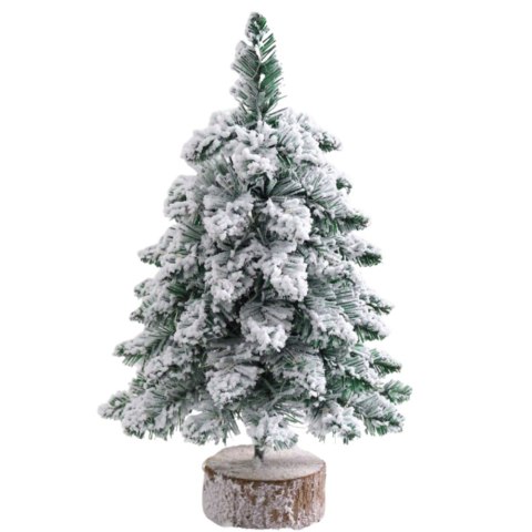 Choinka Ozdobna Dekoracyjna Sztuczna Na Pniu Pokryta Śniegiem 60 x 16 cm LEAN
