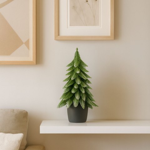 Choinka Ozdobna Dekoracyjna Sztuczna W Doniczce Srebrne Wykończenie 32 x 12 cm LEAN