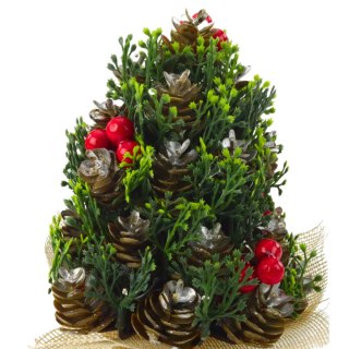 Choinka Sztuczna Dekoracyjna Szyszki Czerwona Jarzębina Ozdoby 17x10cm LEAN