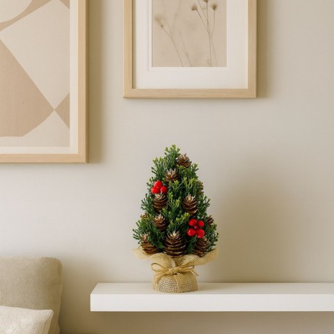 Choinka Sztuczna Dekoracyjna Szyszki Czerwona Jarzębina Ozdoby 17x10cm LEAN