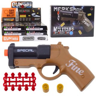 Mini Pistolet Broń Na Naboje I Łuski Czarno-Brązowy 13,5 cm LEAN TOYS