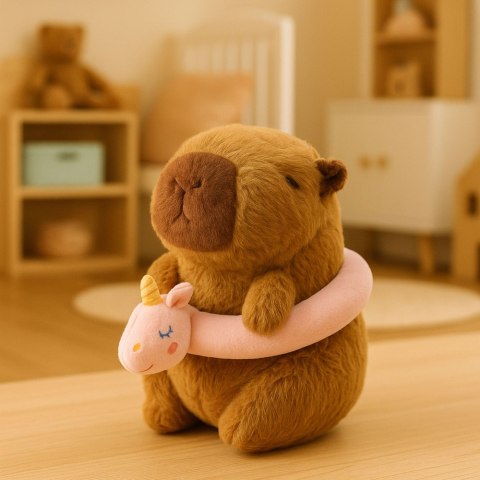 Pluszowa Kapibara Różowe Koło Ratunkowe Z Jednorożcem Brązowa 20cm LEAN Toys