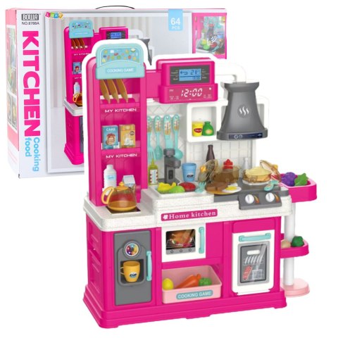 Kuchnia Dla Dzieci Obieg Wody Zmiana Koloru Żywności Para Różowa 64 el. LEAN Toys
