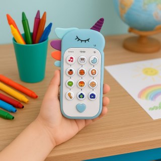 Dziecięcy Telefon Edukacyjny Światła Dźwięki Melodie Niebieski LEAN TOYS