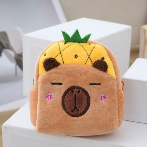 Portfelik Pluszowy Z Brelokiem Kapibara Ananas Żółty 9,5 x 8 cm LEAN