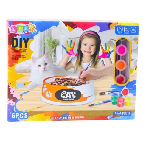 Zestaw Kreatywny Miska Dla Do Malowania Farbki Pędzelki DIY 6 el. LEAN Toys