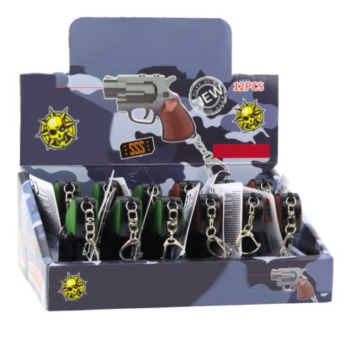 Mini Pistolet Rewolwer Brelok Gadżet Światło LED Laser 6,5 cm LEAN TOYS