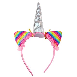 Zestaw Opaska Jednorożec Uszy Róg Naszyjnik Kolorowe LEAN TOYS
