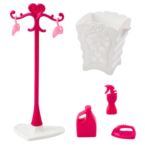 Zestaw Pralnia Dla Lalek Pralka Suszarka Wieszak Kosz Różowe LEAN Toys