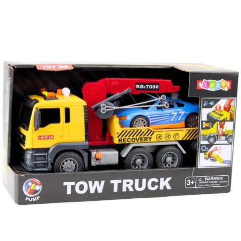 Laweta Z Dźwigiem Samochód Wyścigowy Światła Dźwięki LEAN Toys