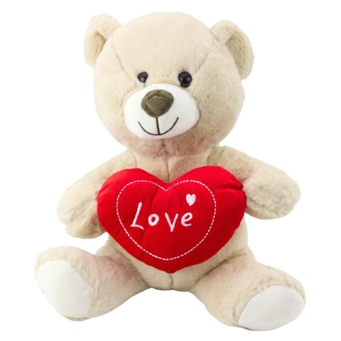 Pluszowa Maskotka Przytulanka Miś z Sercem Kremowy Beżowy 30cm LEAN Toys