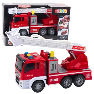 Straż Pożarna Z Wysięgnikiem Woda Światła Dźwięki Czerwony 1:14 LEAN Toys