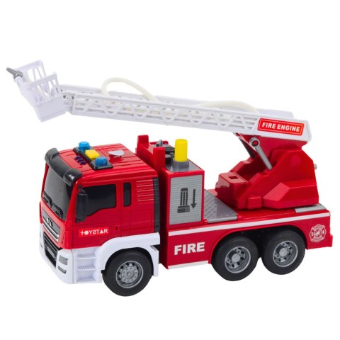 Straż Pożarna Z Wysięgnikiem Woda Światła Dźwięki Czerwony 1:14 LEAN Toys