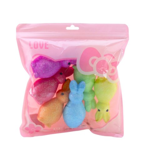 Styropianowe Zajączki Wielkanocne Brokatowe Ozdobne Kolorowe 6szt LEAN TOYS