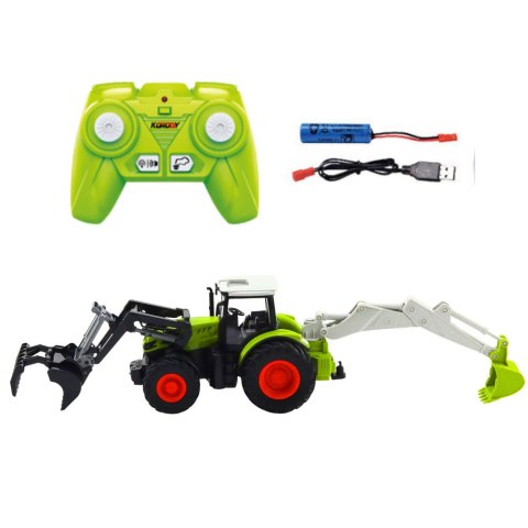 Traktor Rolniczy Z Obrotową Łyżką i Koparką 2w1 Zdalnie Sterowany 2.4G LEAN Toys
