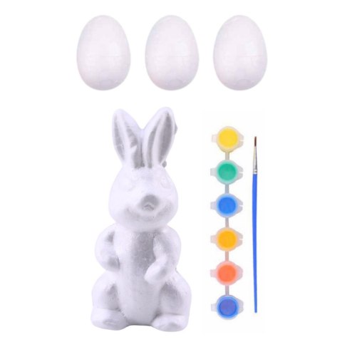 Zestaw Wielkanocny Jajka Styropianowe 3szt Figurka Zająca Farbki LEAN TOYS