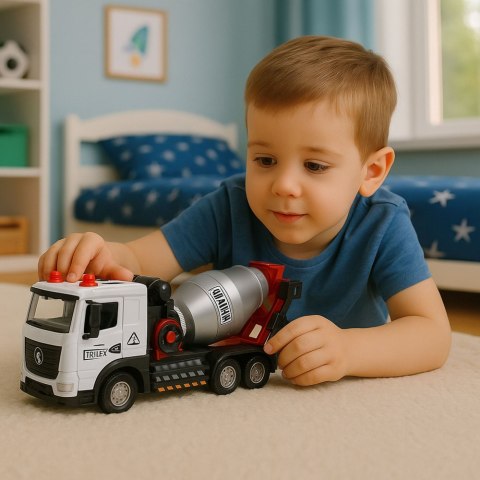 Betoniarka Pojazd Budowlany Metalowa Kabina Obrotowy Bęben Światła Dźwięki LEAN Toys