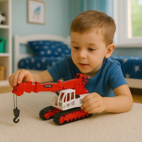 Dźwig Gąsienicowy Obrotowa Kabina Regulacja Światła Dźwięki Metalowy LEAN Toys