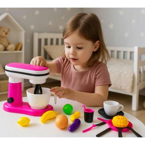 Robot Kuchenny Blender Zabawkowy Dla Dzieci Akcesoria Owoce Różowy LEAN Toys
