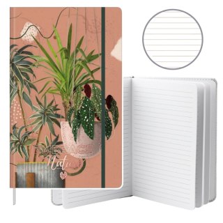 Notatnik Zeszyt Planner W Linie Liście Rośliny Gumka A5 80 Kartek LEAN