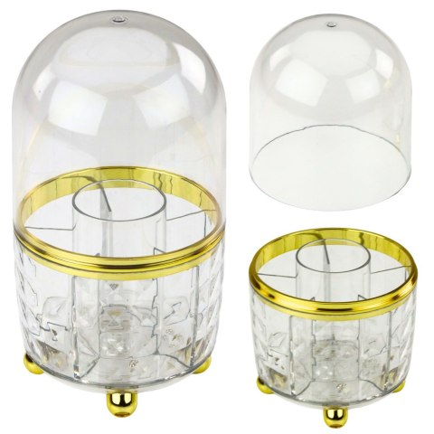 Organizer Na Pędzle i Kosmetyki Obrotowy 360° Z Osłoną Przeźroczysty LEAN