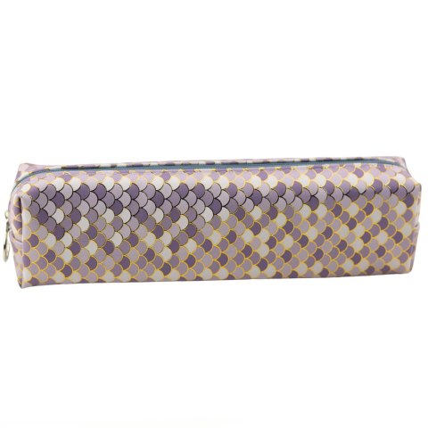 Piórnik Szkolny Łuski Szary Błyszczące Złote Elementy LEAN