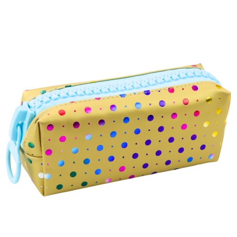 Piórnik Szkolny Organizer W Kolorowe Kropki Duży Suwak Złoty 21x8cm LEAN