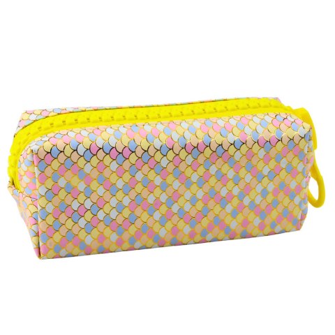 Piórnik Szkolny Organizer Wzór Łusek Syrenich Duży Suwak Kolorowy 21x8cm LEAN