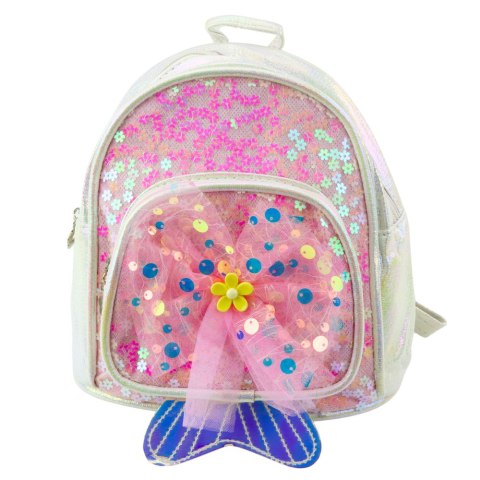 Plecak Dziecięcy Cekiny Tiulowa Kokarda Biały 20cm 3,8L LEAN