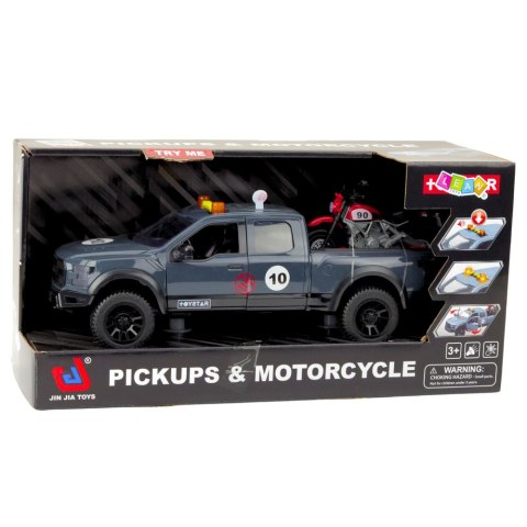 Samochód Pickup Z Motorem Światła Dźwięki Szary 1:12 LEAN Toys