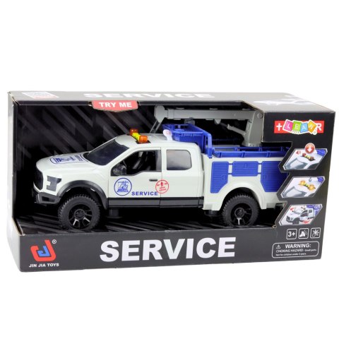 Samochód Serwisowy z Dźwigiem Światła Dźwięki Biały 1:12 LEAN Toys