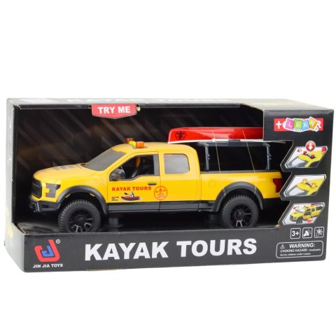 Samochód Terenowy Transport Kajaków Światła Dźwięki Żółty LEAN Toys