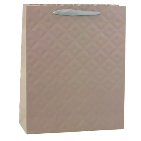 Torba Prezentowa Z Tłoczeniem Beżowa 32 x 26 x 10cm LEAN