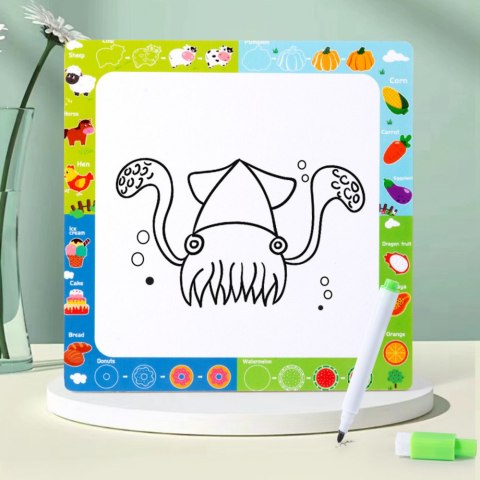 Układanka Tablica 2w1 Drewniana Edukacyjna Zwierzęta Domowe Pisak LEAN TOYS