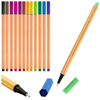 Zestaw Cienkopisy Biurowe Szkolne Grubość 0,4mm Kolorowe 12szt LEAN