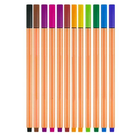 Zestaw Cienkopisy Biurowe Szkolne Grubość 0,4mm Kolorowe 12szt LEAN