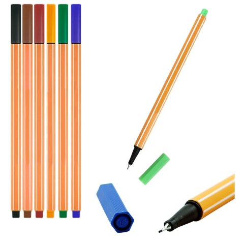 Zestaw Cienkopisy Biurowe Szkolne Grubość 0,4mm Kolorowe 6szt LEAN Toys