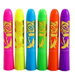 Zestaw Do Malowania Twarzy Pisaki Kredki Neonowe UV Fluorescencyjne 6szt LEAN