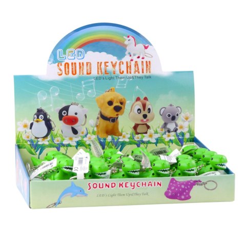 Brelok Do Kluczy Plecaka Dinozaur Latarka LED Dźwięki Mix Kolor LEAN TOYS