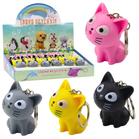 Brelok Do Kluczy Plecaka Kotek Latarka LED Dźwięki Mix Kolor LEAN TOYS