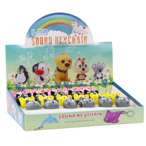 Brelok Do Kluczy Plecaka Kotek Latarka LED Dźwięki Mix Kolor LEAN TOYS